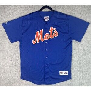 VTG Majestic Authentic Jersey Diamond Collection New York Mets Mens XL 46 Blue
